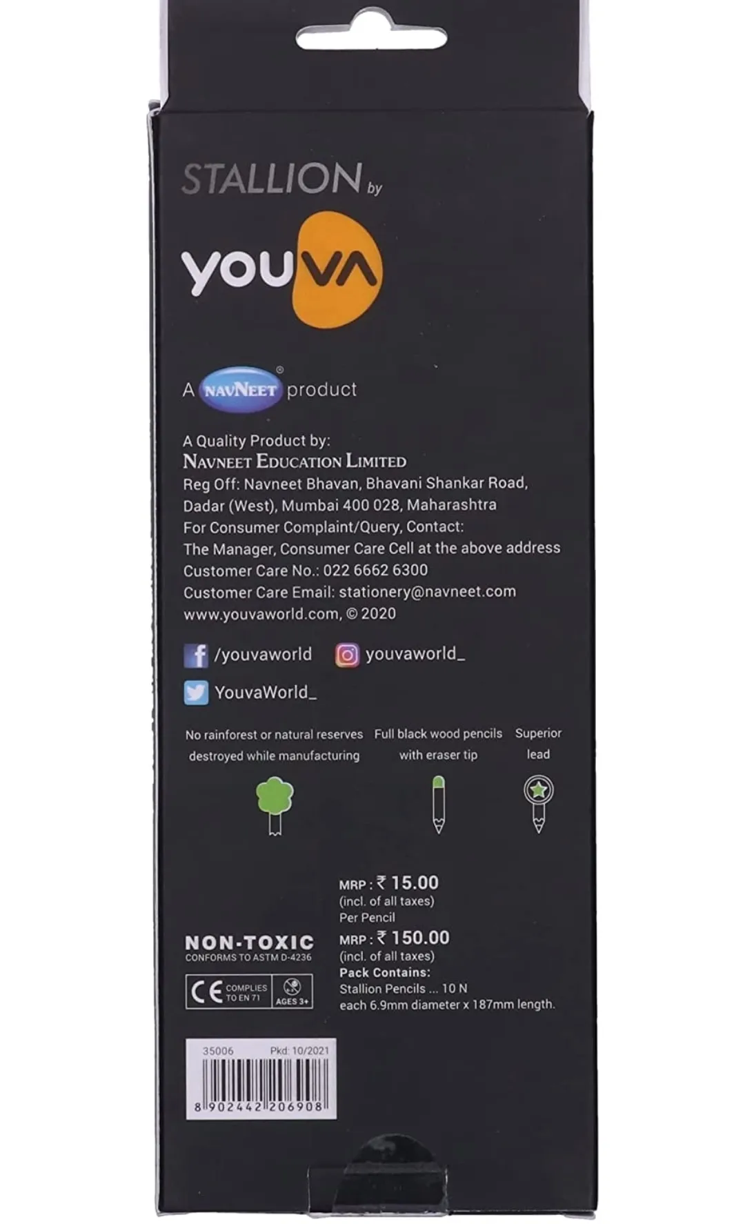 Navneet Youva Stallion Pencil Super Black Lead (1 Pack of 10 Pencils)